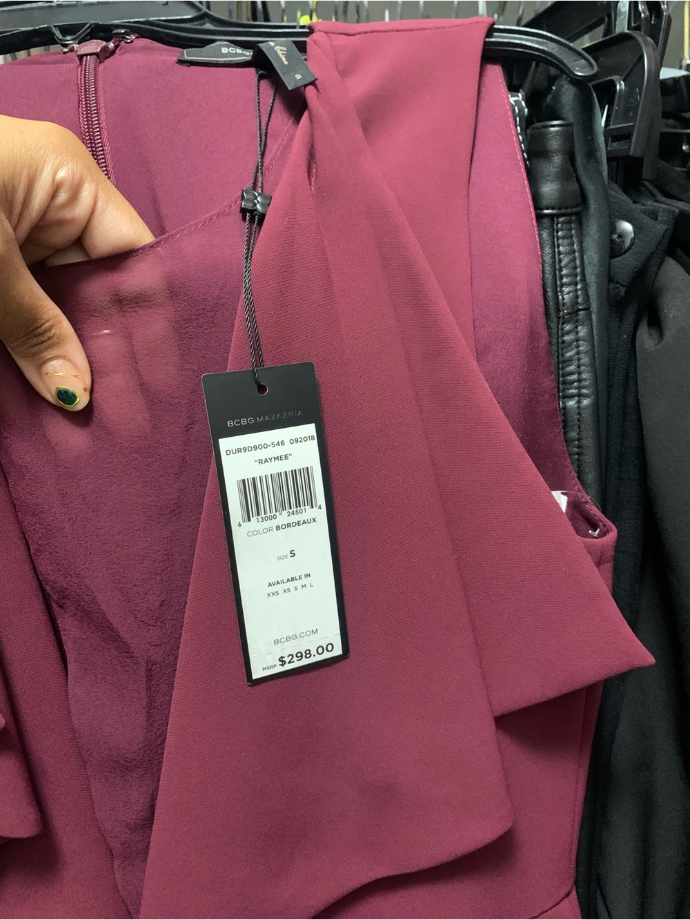 BCBG MaxAzria Bordeaux Sleeveless V-Neck Jumpsuit